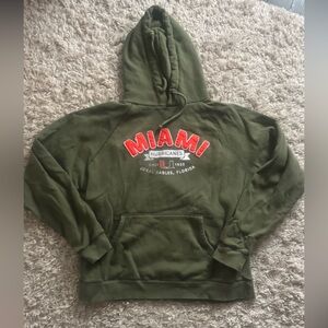 University of Miami thick soft Green Hoodie | sewn on letters | XL
